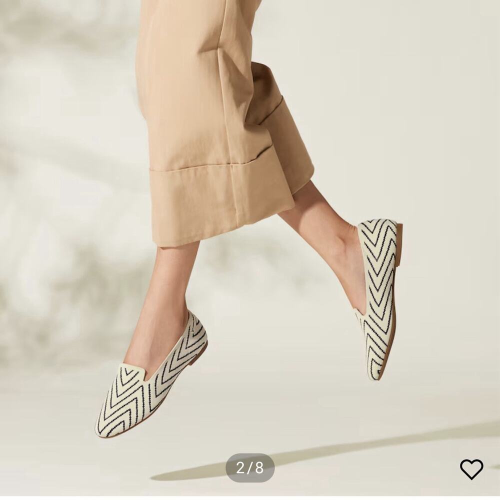 Women's Black and White Flats - Picture 2 of 9